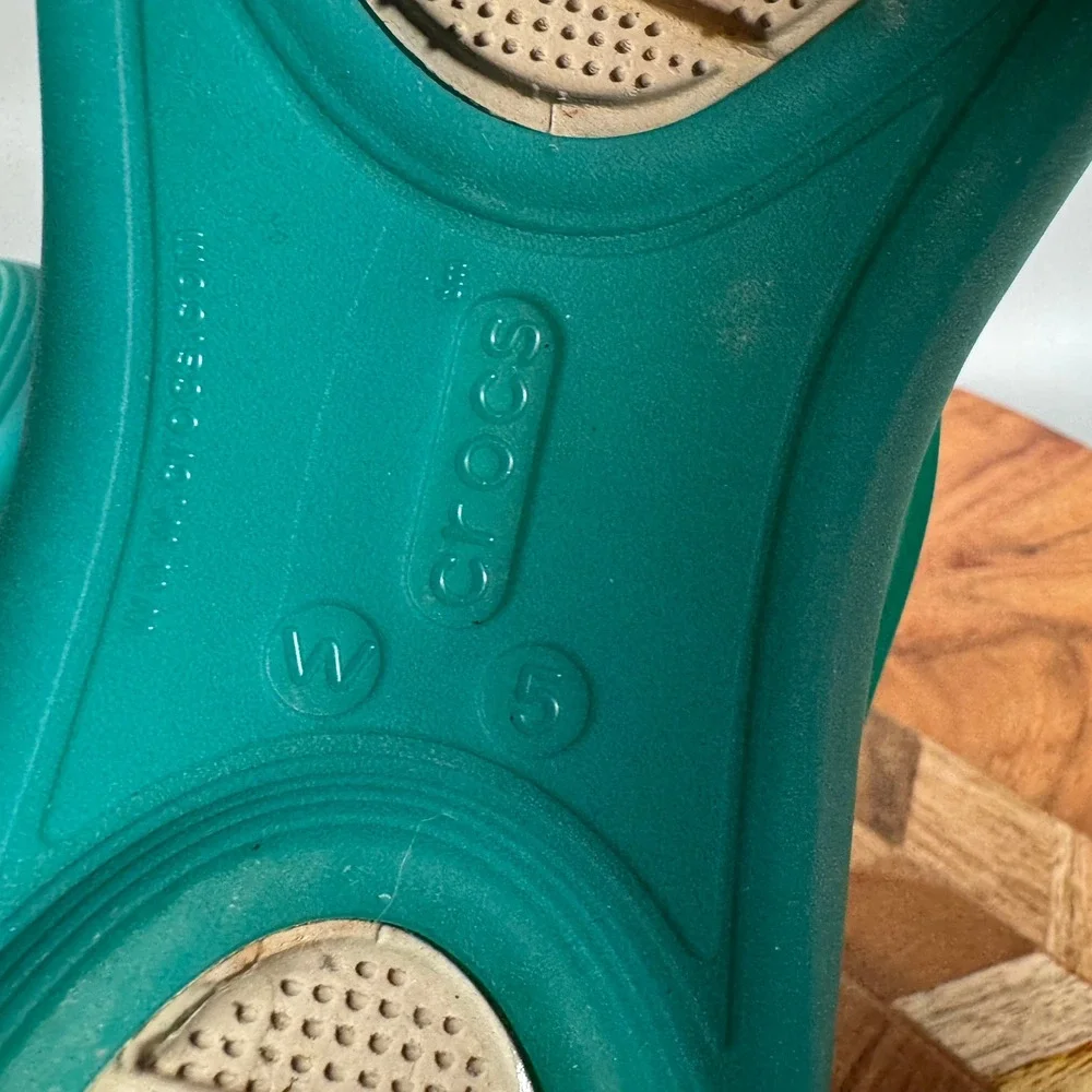 Crocs Isabella Strappy Sandals Teal Multi Color Women Size 5 Flat Jelly Shoes